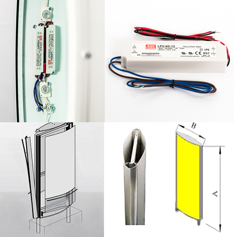 Pylon 2-seitig gewölbt ohne Statik